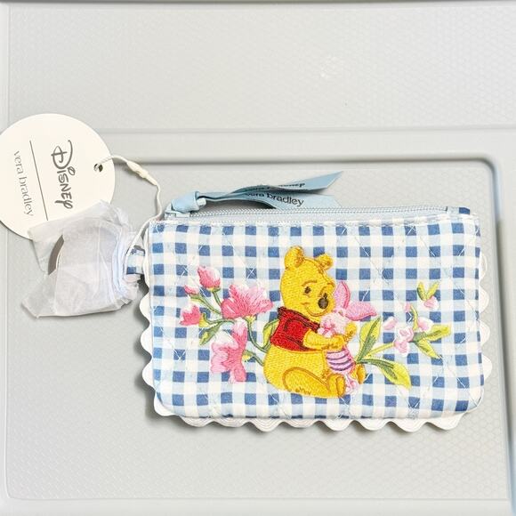 Vera Bradley Winnie The Pooh Zip ID Case - Disney Gingham Wallet Piglet Cotton - Picture 3 of 7